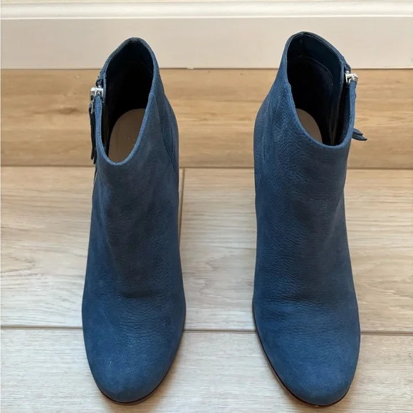 Cole Haan Blue Ankle Boots with Wood-Style Heel - Picture 3 of 9